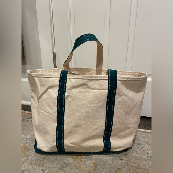 L.L. bean Boat & Tote Tan and Green Large Vintage 80’s - Picture 4 of 5